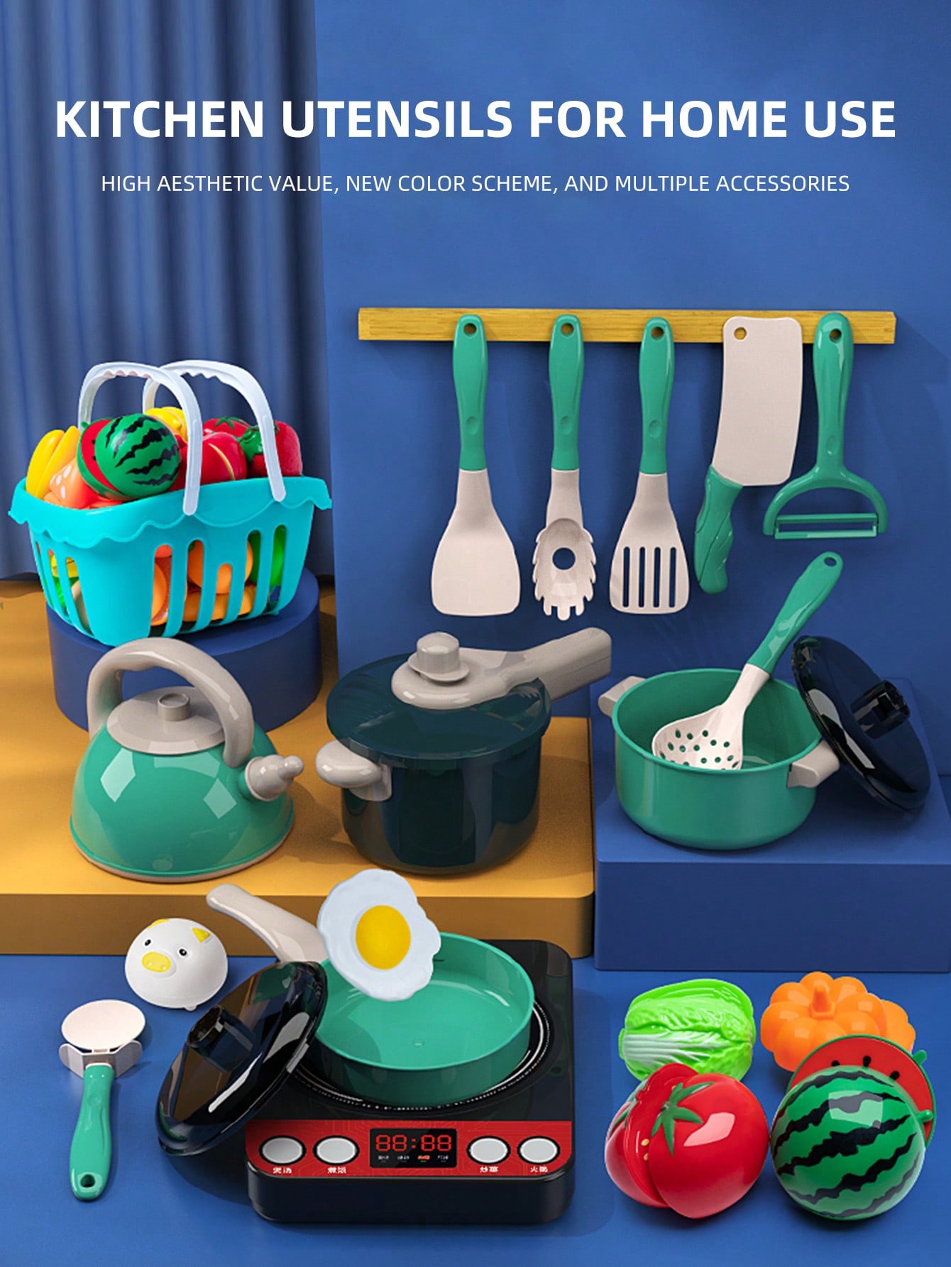 Kitchen Appliances Combo - Brinquedos de Cozinha para Crianças, Utensílios